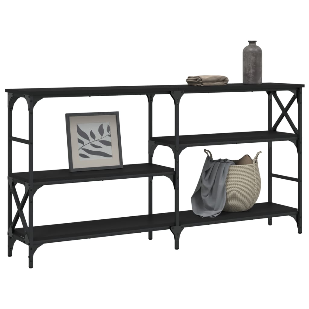 Black console table 150x29x76.5 cm engineering wood