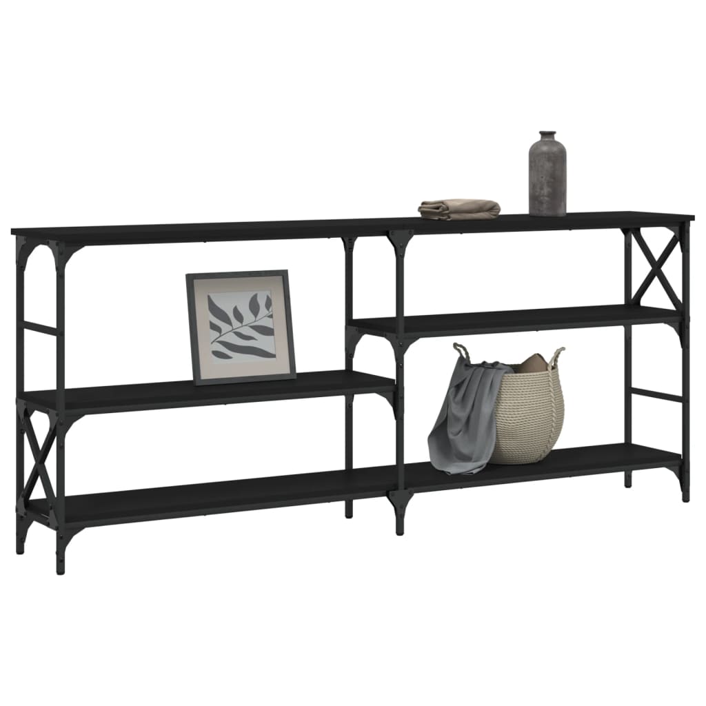 Black console table 180x29x76.5 cm engineering wood