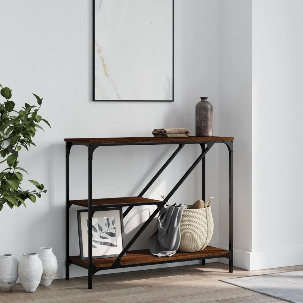 Brown oak console table 88.5x30x75 cm engineering wood