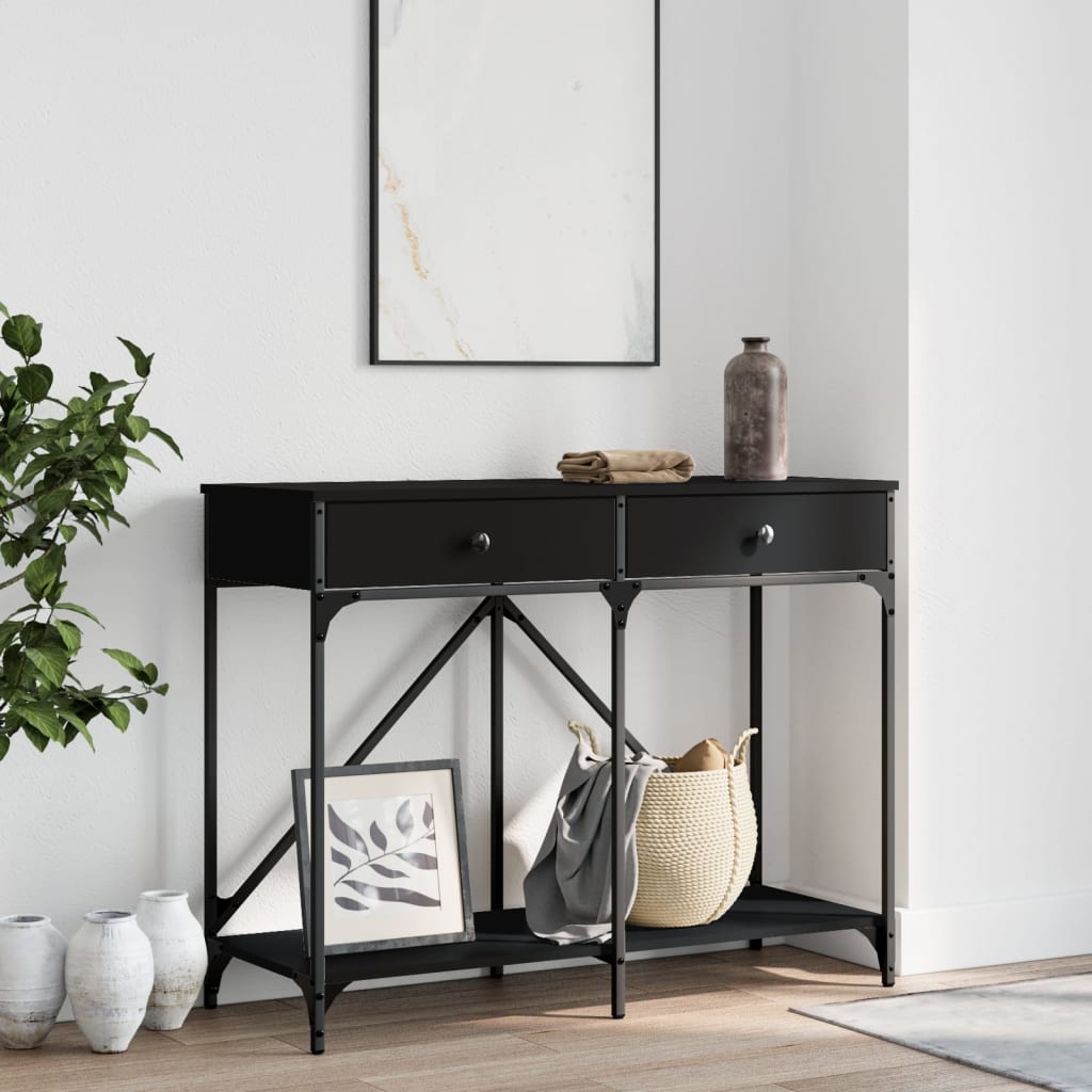 Black console table 100x39x78.5 cm engineering wood