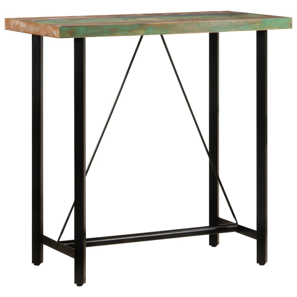 Tavolo da bar 110x55x107 cm in legno massello di recupero e ferro