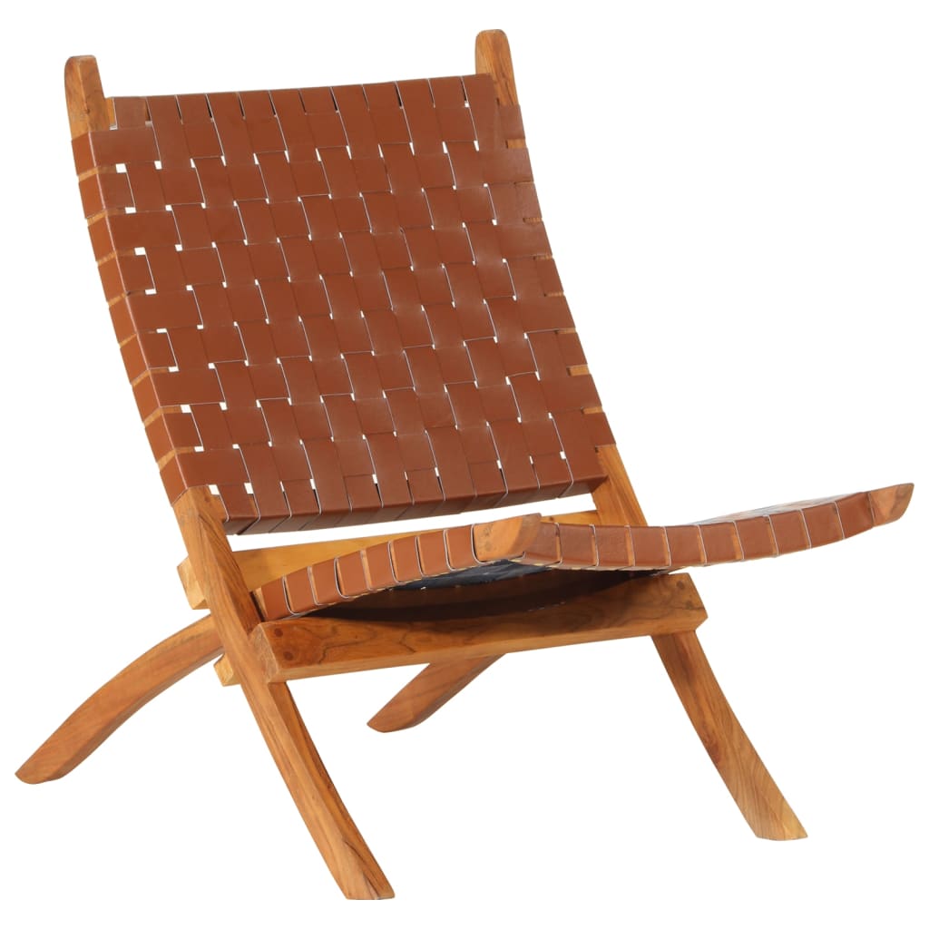 Brown Foldable Relaxation Chair True Leather