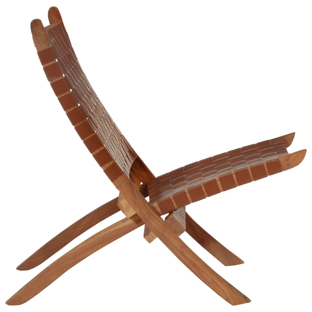 Brown Foldable Relaxation Chair True Leather