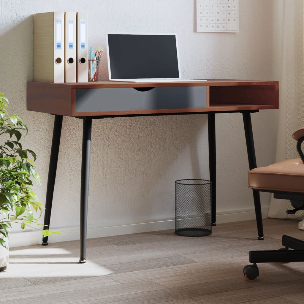 Computertisch mit braunen Schubladen 110x50x75 cm