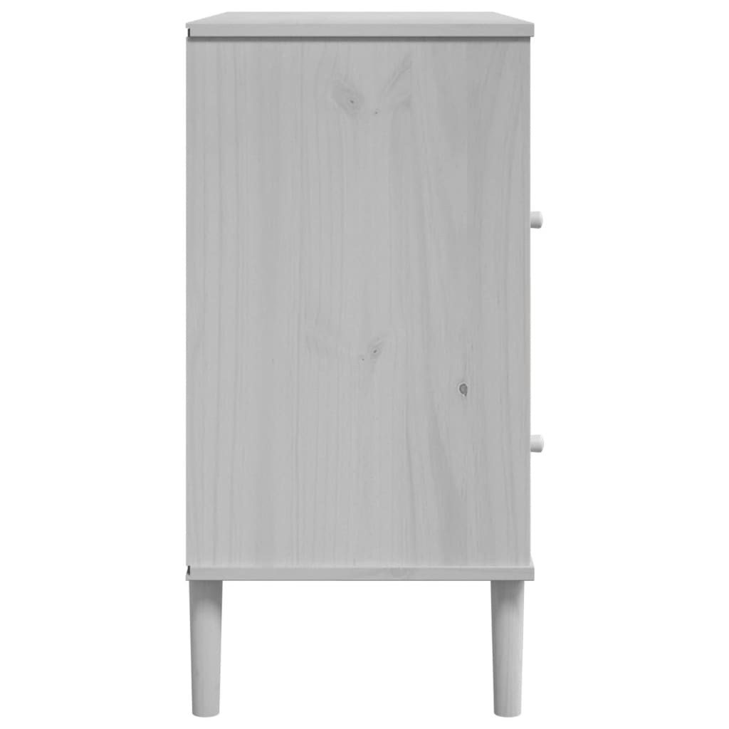 Buffet SENJA aspect rotin blanc 80x40x80 cm bois massif de pin