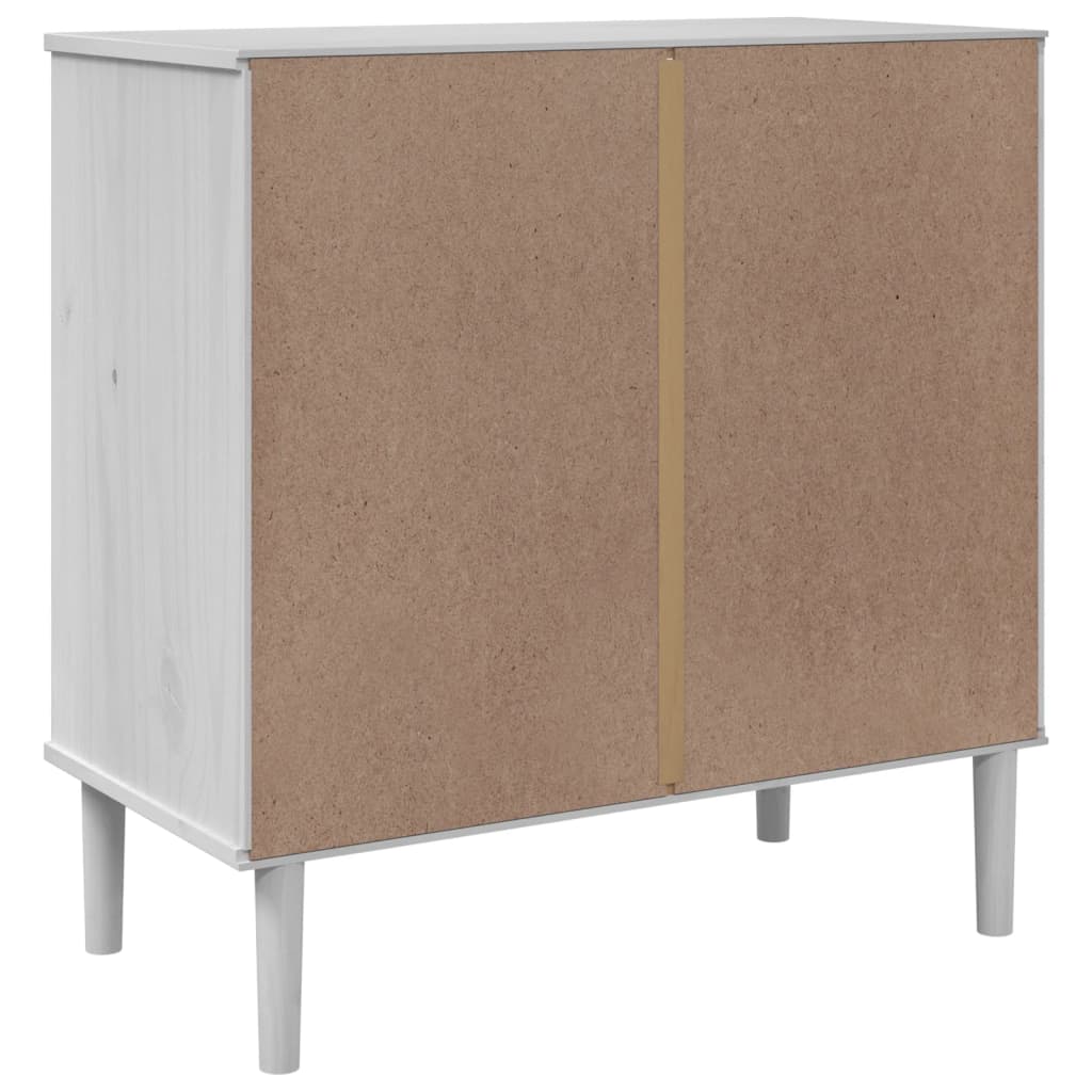 Credenza SENJA effetto rattan bianco 80x40x80 cm in legno di pino massiccio