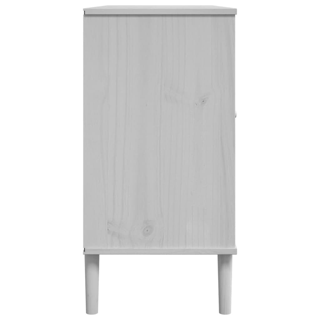 Credenza SENJA effetto rattan bianco 112x40x80 cm in legno di pino massiccio