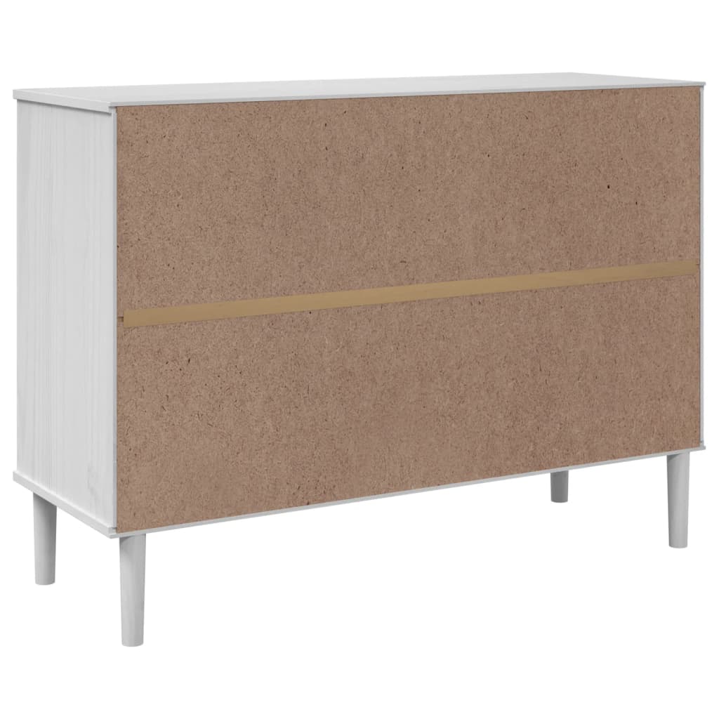 Credenza SENJA effetto rattan bianco 112x40x80 cm in legno di pino massiccio