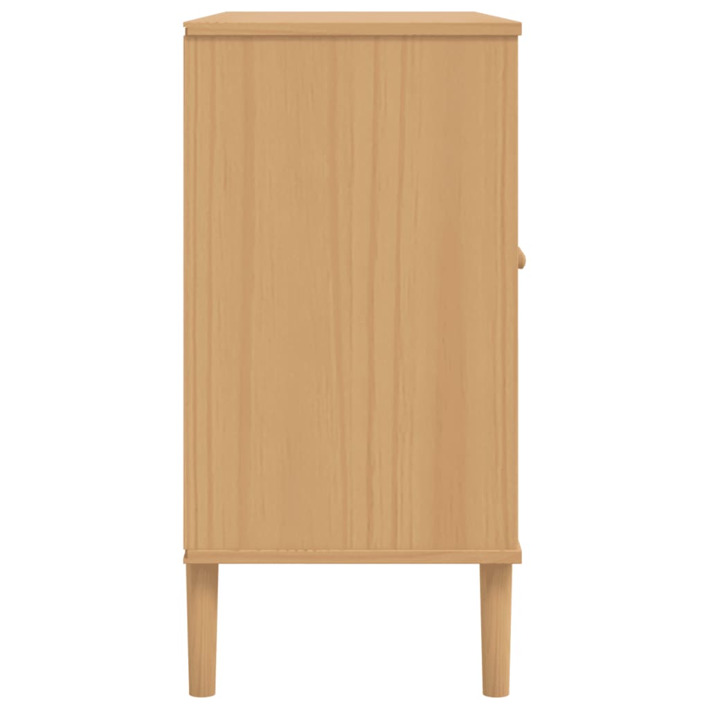 Credenza SENJA aspetto rattan marrone 112x40x80 cm in legno di pino massiccio