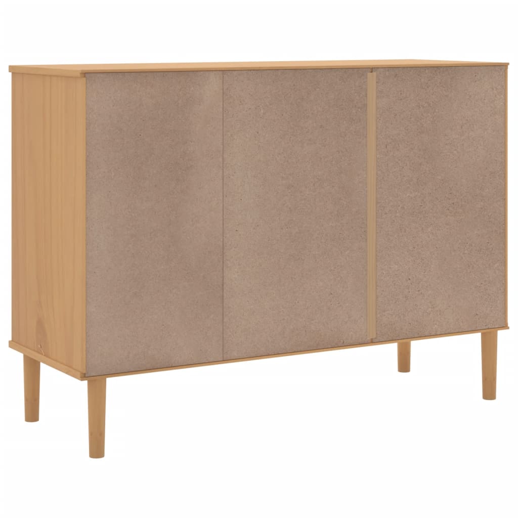 Credenza SENJA aspetto rattan marrone 112x40x80 cm in legno di pino massiccio