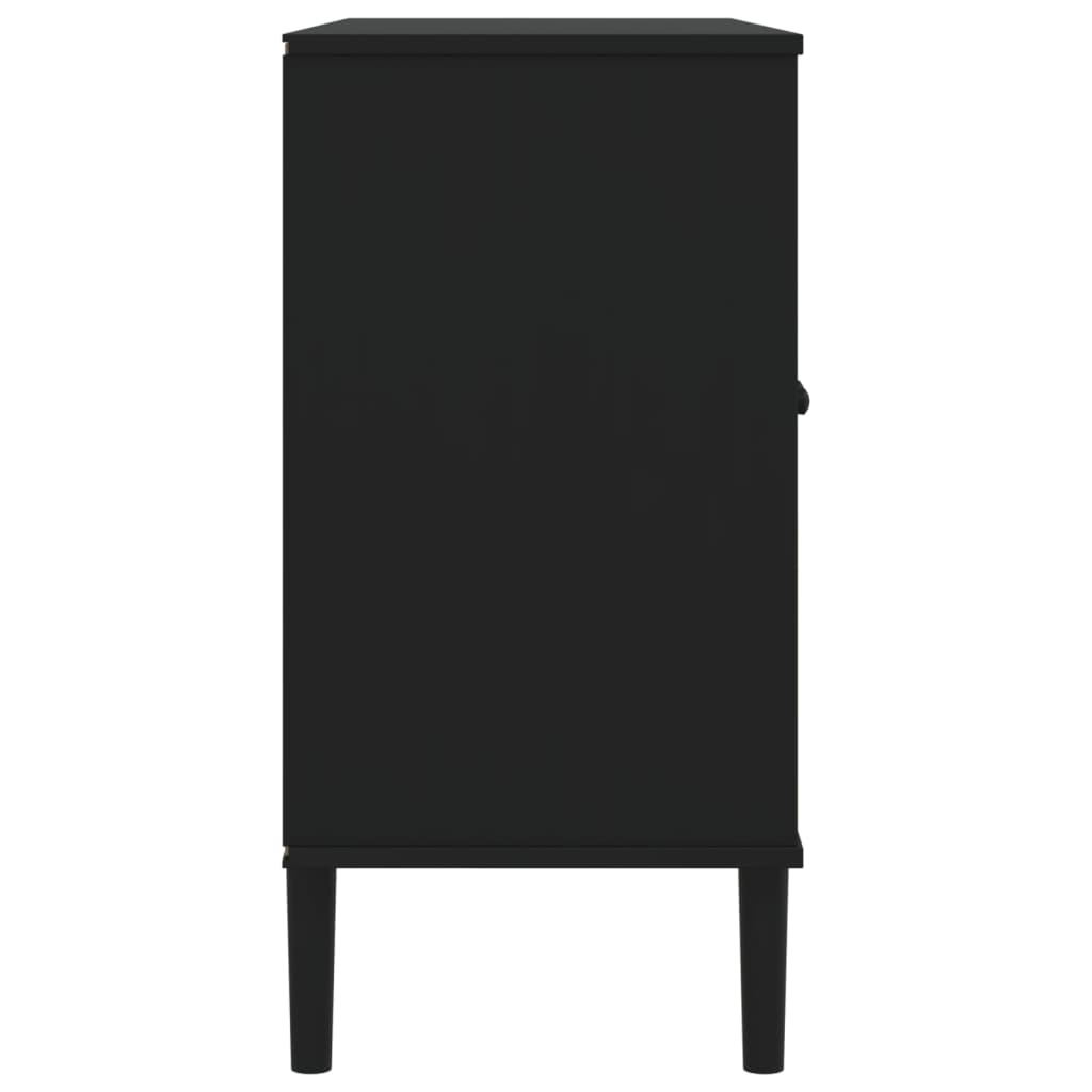 Credenza SENJA effetto rattan nero 112x40x80 cm in legno di pino massiccio