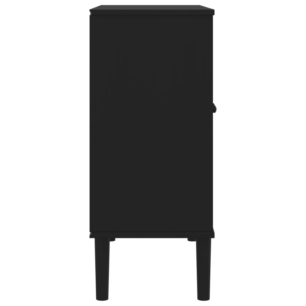 Credenza SENJA effetto rattan nero 80x35x80 cm in legno di pino massiccio