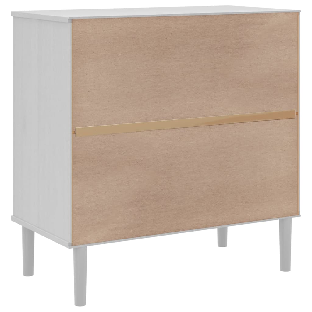 Credenza SENJA effetto rattan bianco 80x40x80 cm in legno di pino massiccio