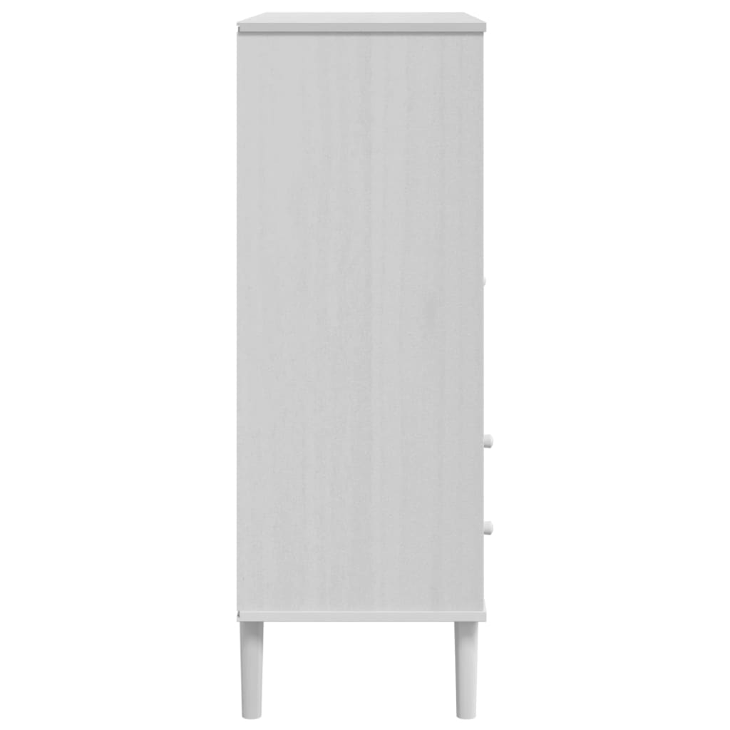 Credenza SENJA effetto rattan bianco 90x40x112 cm in legno di pino massiccio