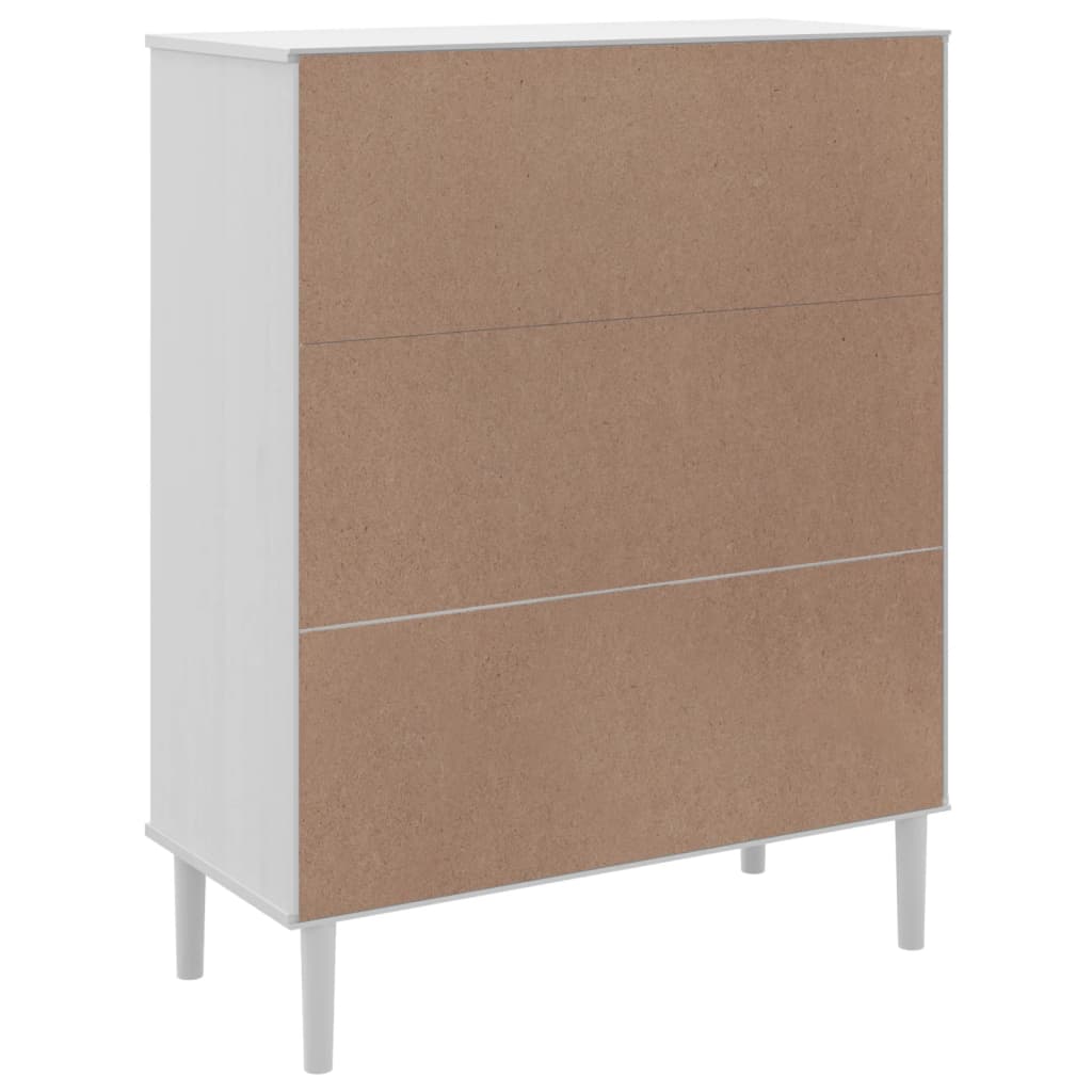 Credenza SENJA effetto rattan bianco 90x40x112 cm in legno di pino massiccio