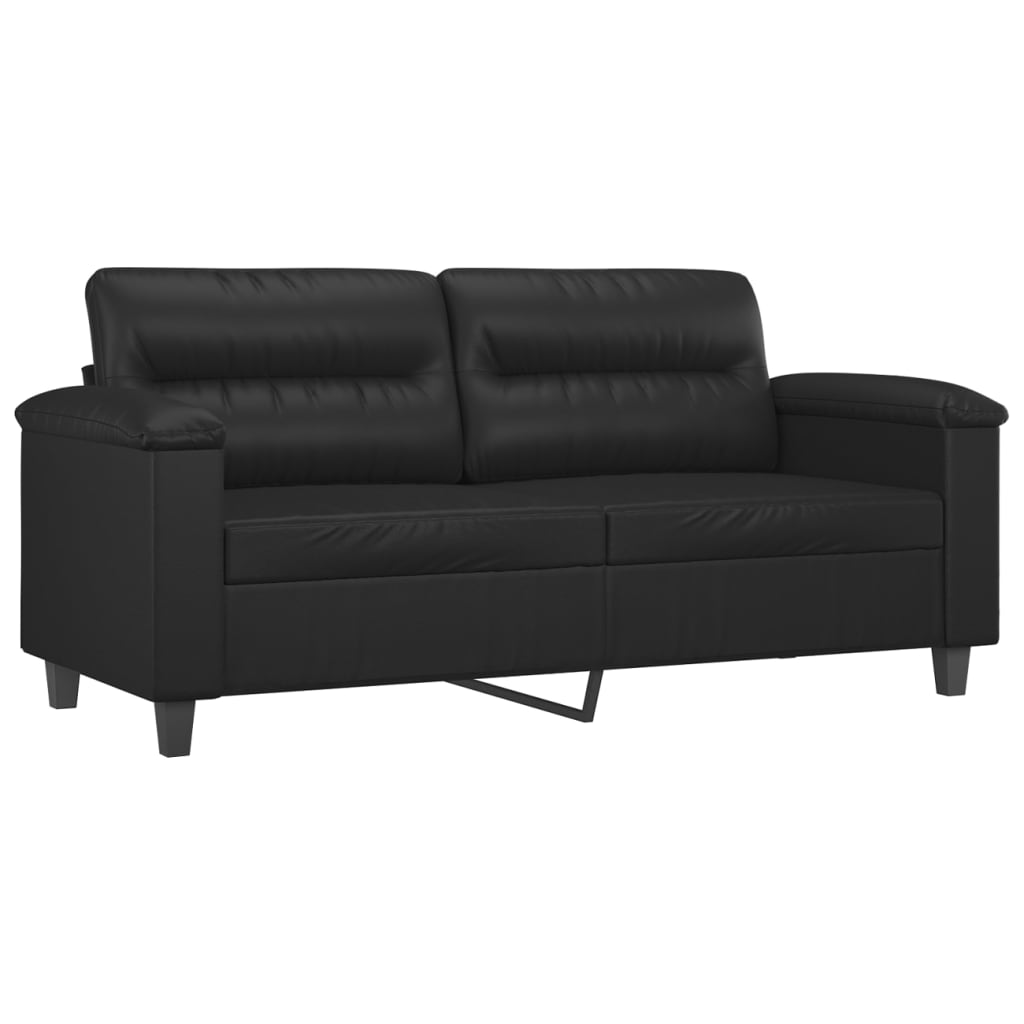 2 -seater black sofa 140 cm imitation leather