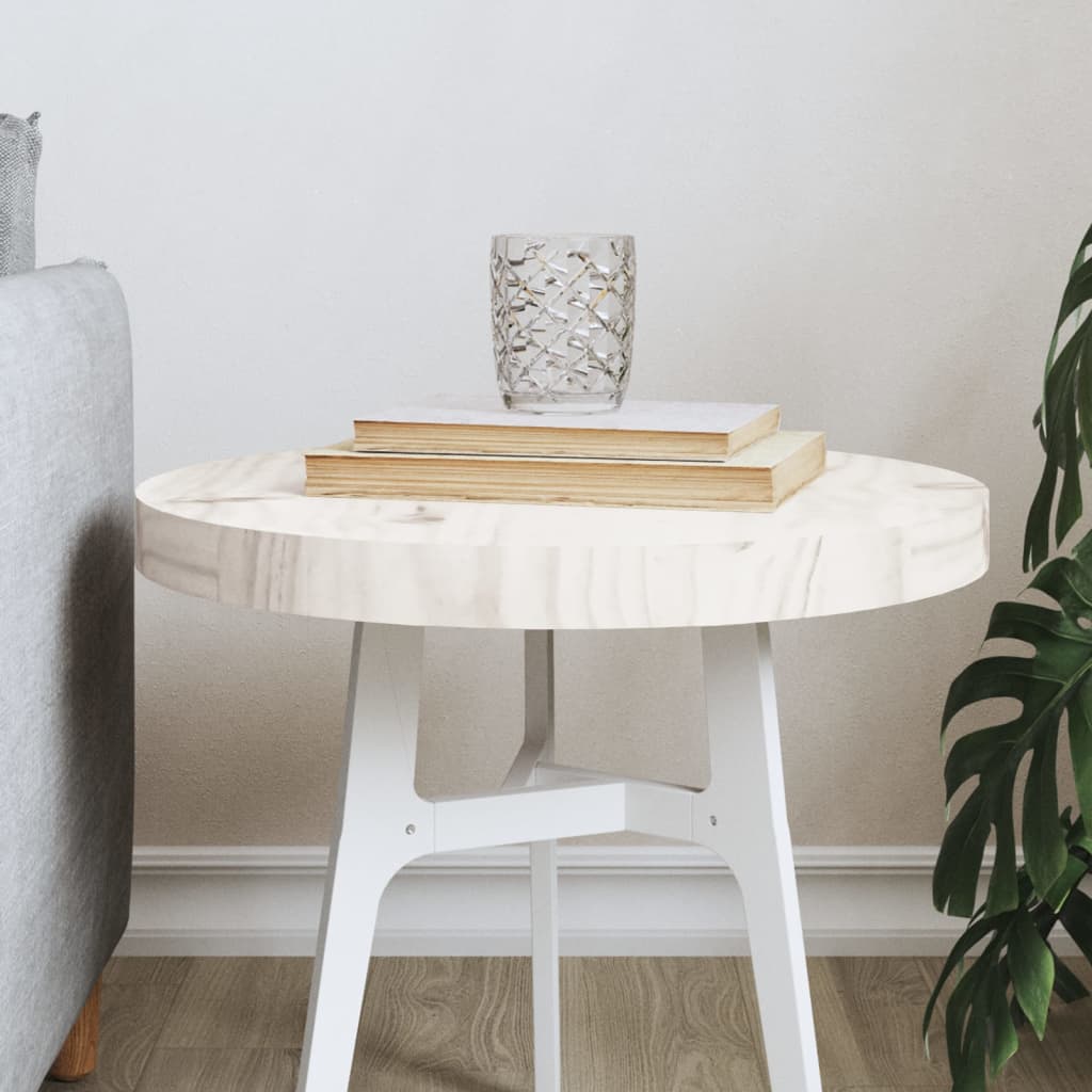Weißer runder Tischplatte Ø40x3 cm Festkieferholz