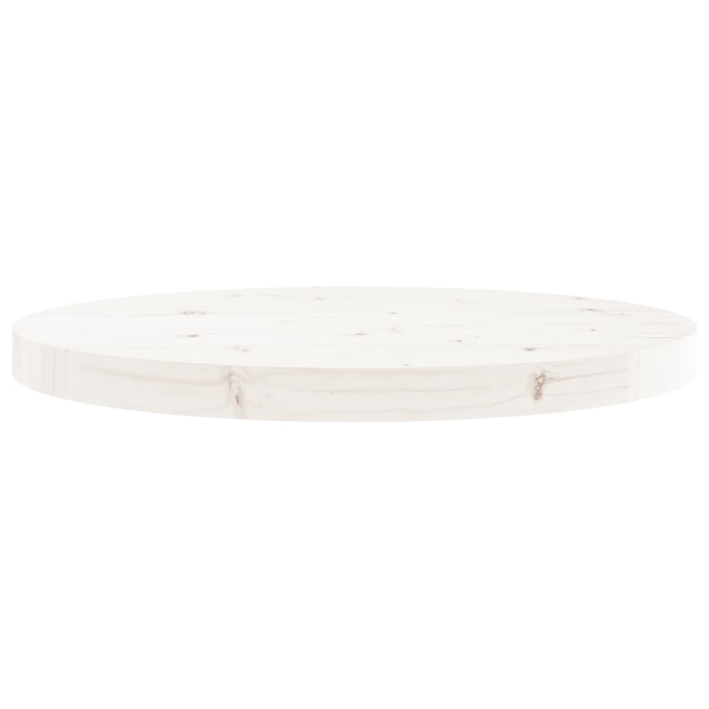 Dessus de table rond blanc Ø50x3 cm bois de pin massif
