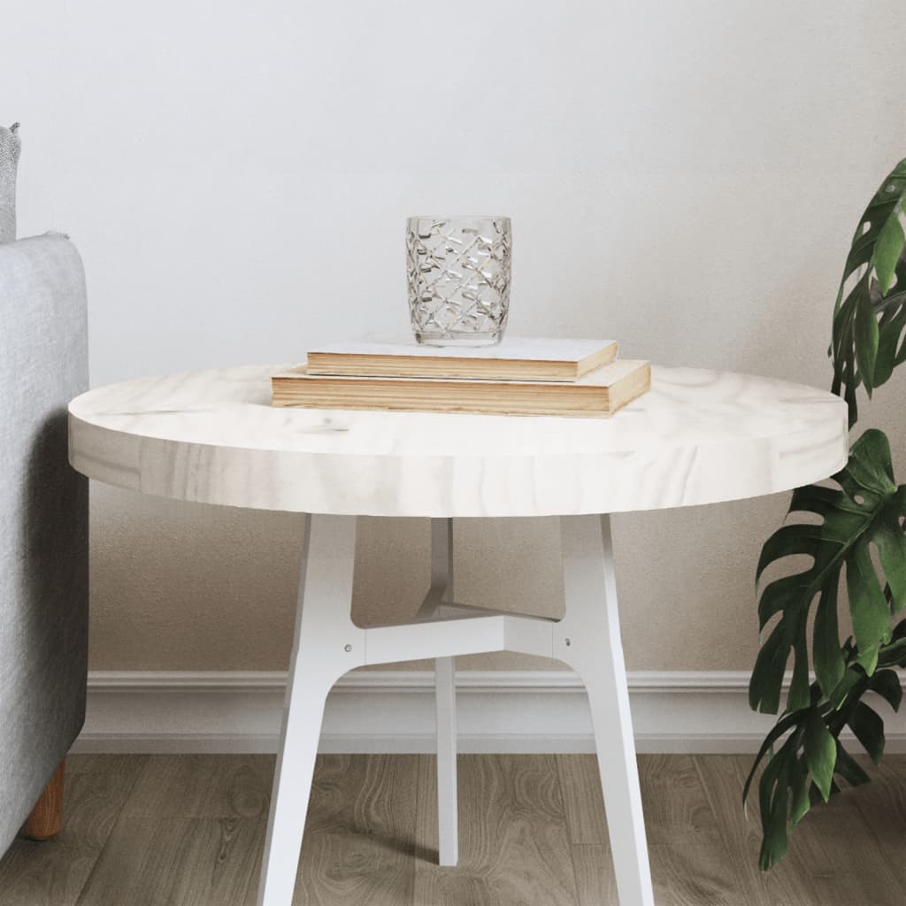 White round table top Ø50x3 cm Solid pine wood