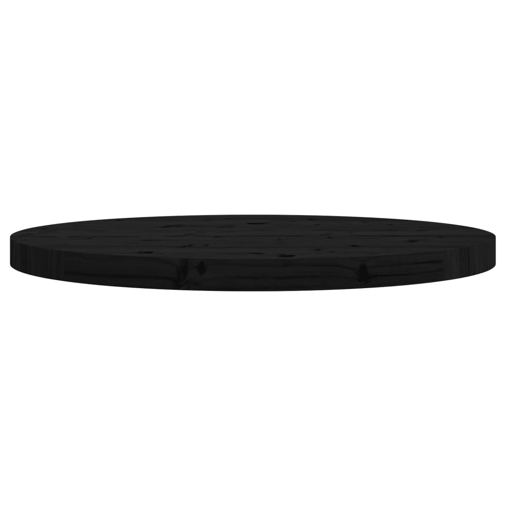 Schwarzer runde Tischplatte Ø60x3 cm Festkieferholz