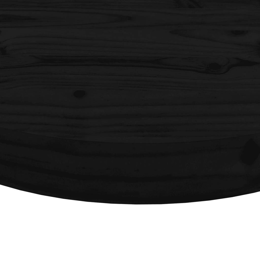 Schwarzer runde Tischplatte Ø60x3 cm Festkieferholz