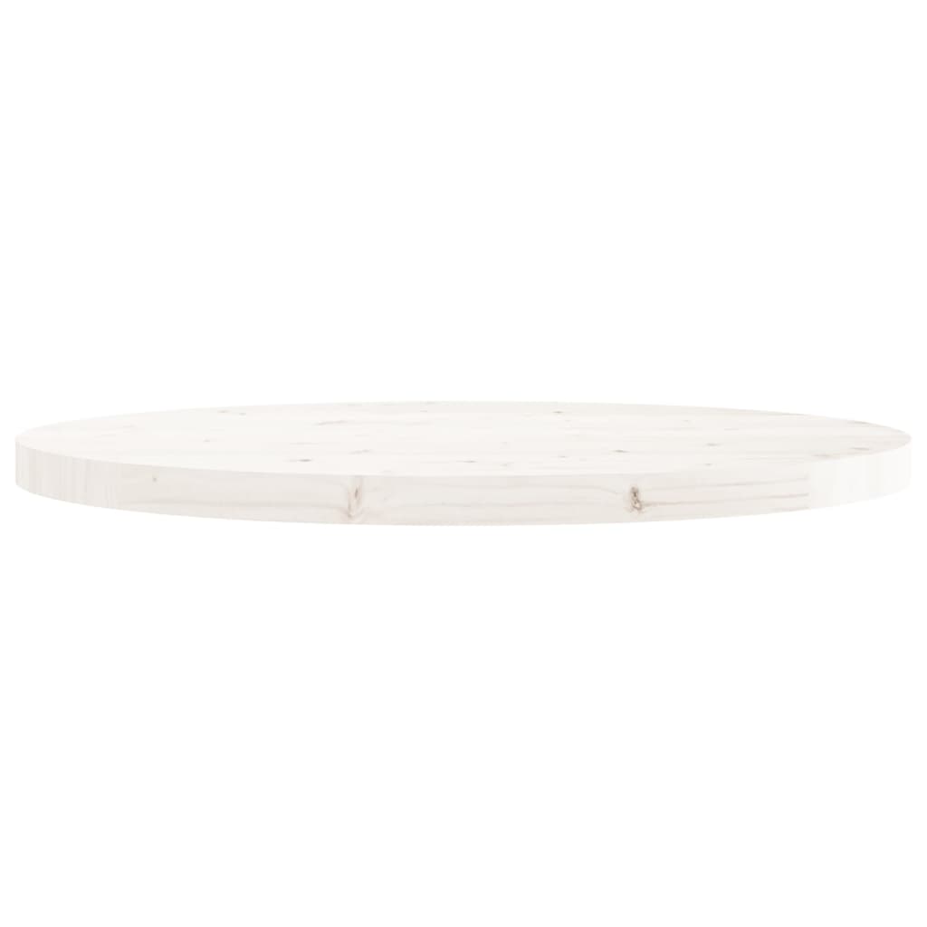 Dessus de table rond blanc Ø70x3 cm bois de pin massif