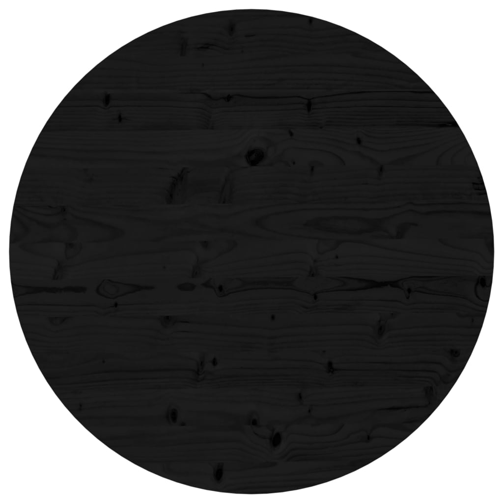 Dessus de table rond noir Ø70x3 cm bois de pin massif