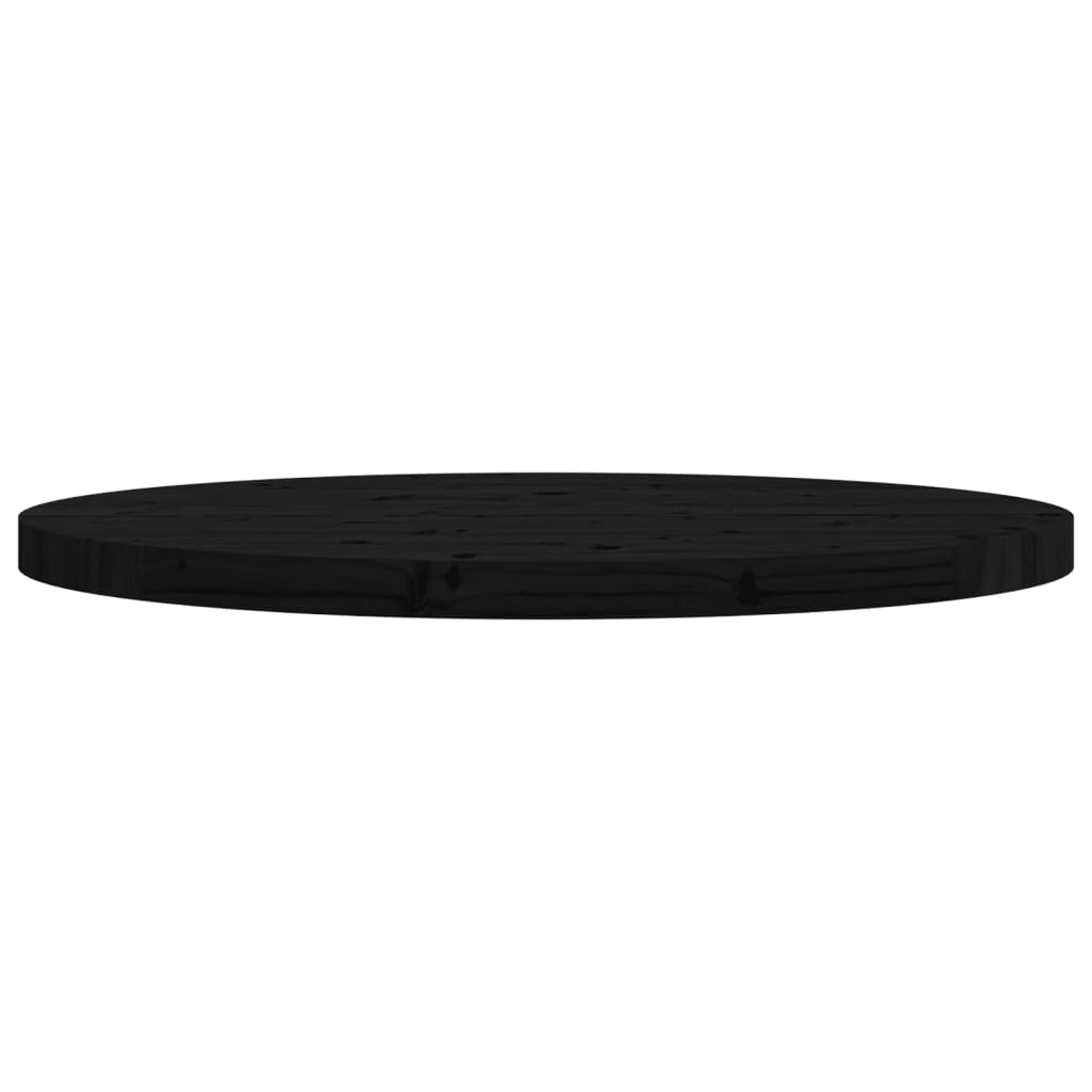 Black round table top Ø70x3 cm solid pine wood