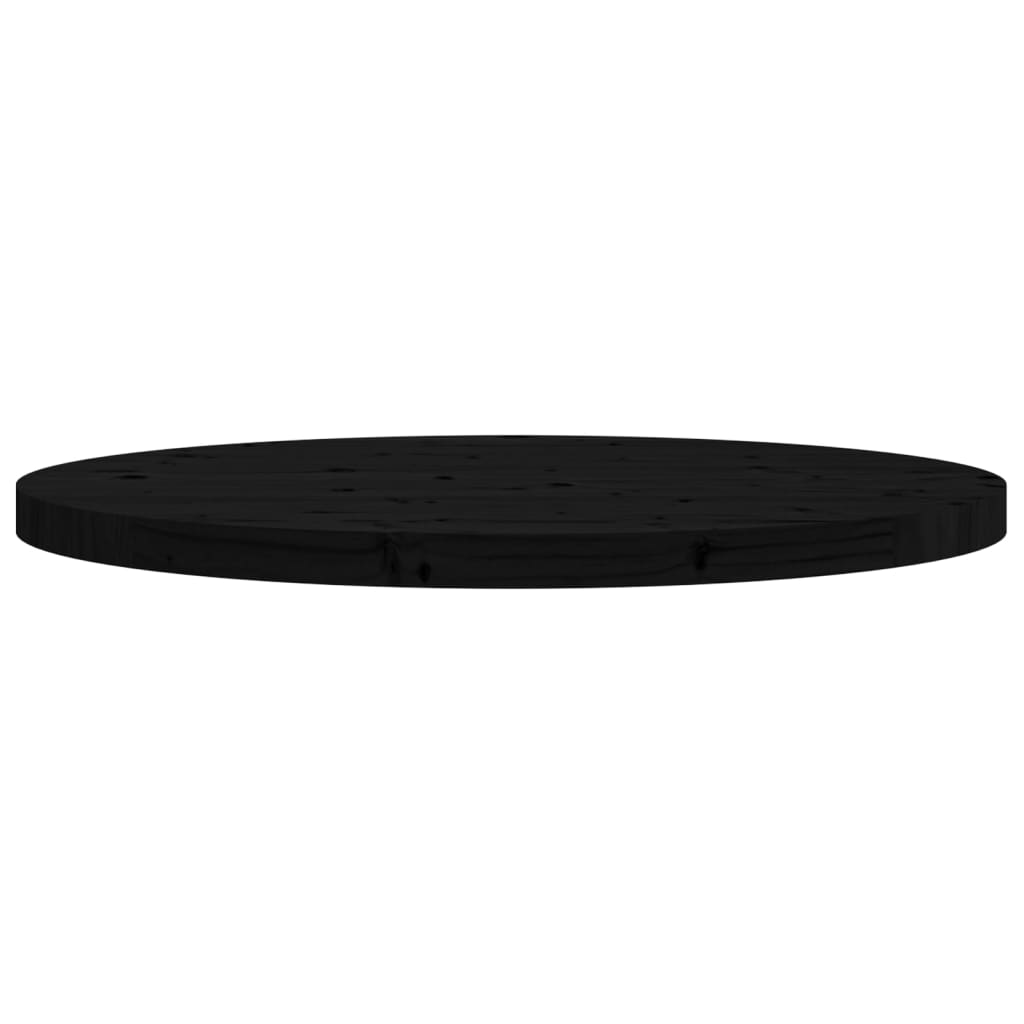Schwarzer runde Tischplatte Ø70x3 cm Festkieferholz