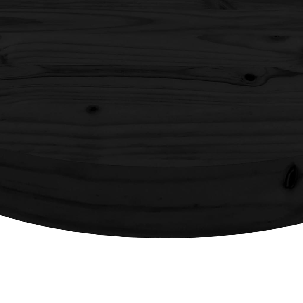 Tavolo rotondo nero Top Ø70x3 cm Legno di pino solido