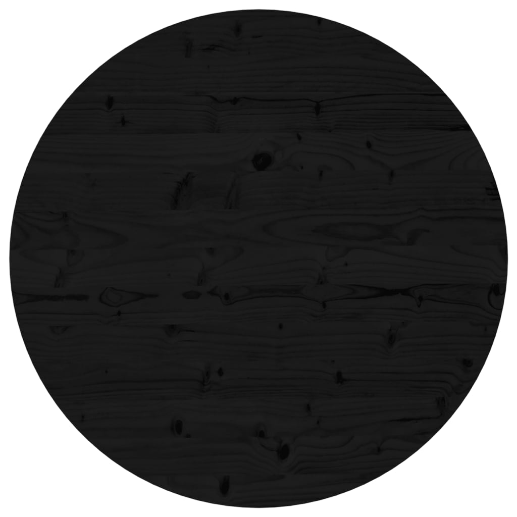 Tavolo rotondo nero Top Ø80x3 cm in legno di pino solido