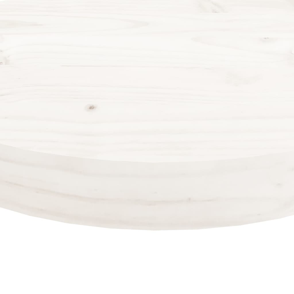 Tavola rotonda bianca Top Ø90x3 cm Legno di pino solido