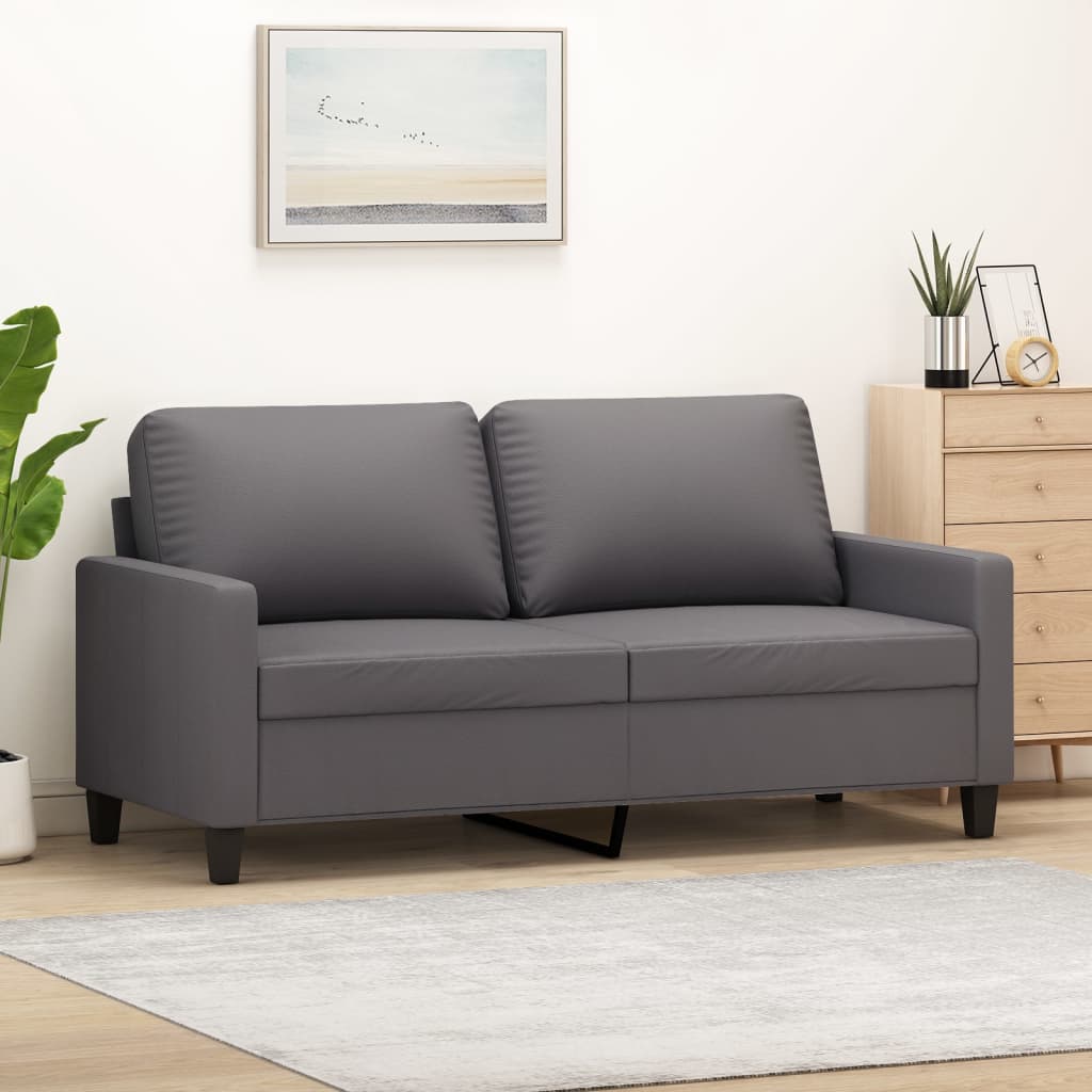 2 -seater gray 140 cm imitation leather sofa