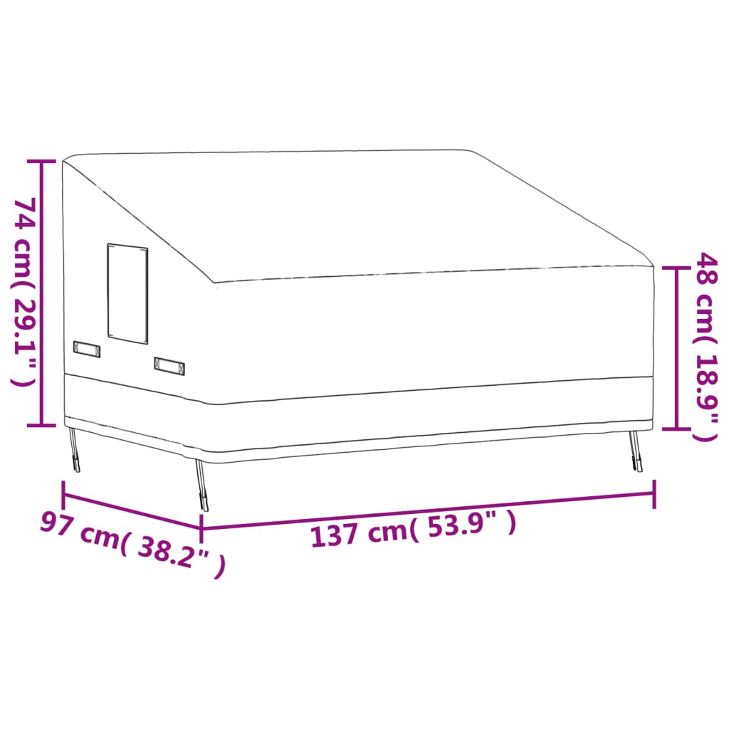 2 -seerer Beige Bench Cover 137x97x48/74 cm Oxford 600d