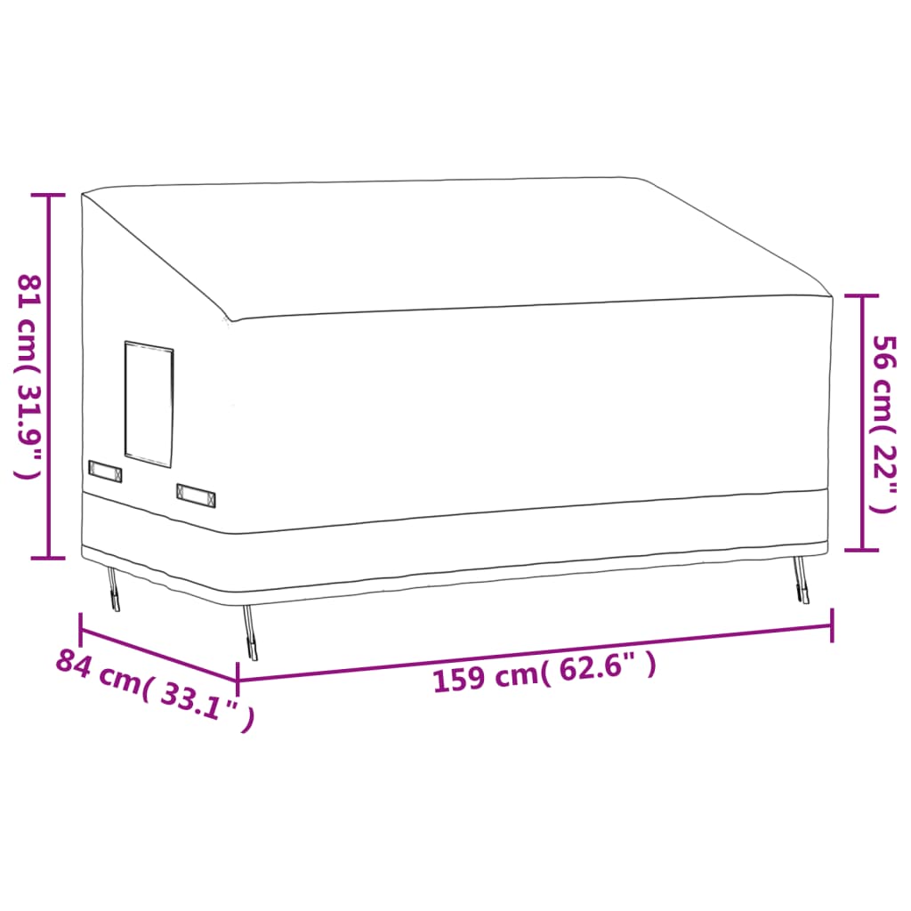 3 -seerer Beige Bench Cover 159x84x56/81 cm Oxford 600d