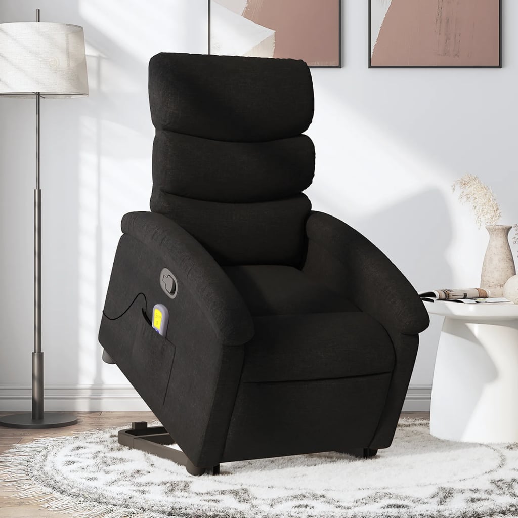 Poltrona massaggiante reclinabile in tessuto nero