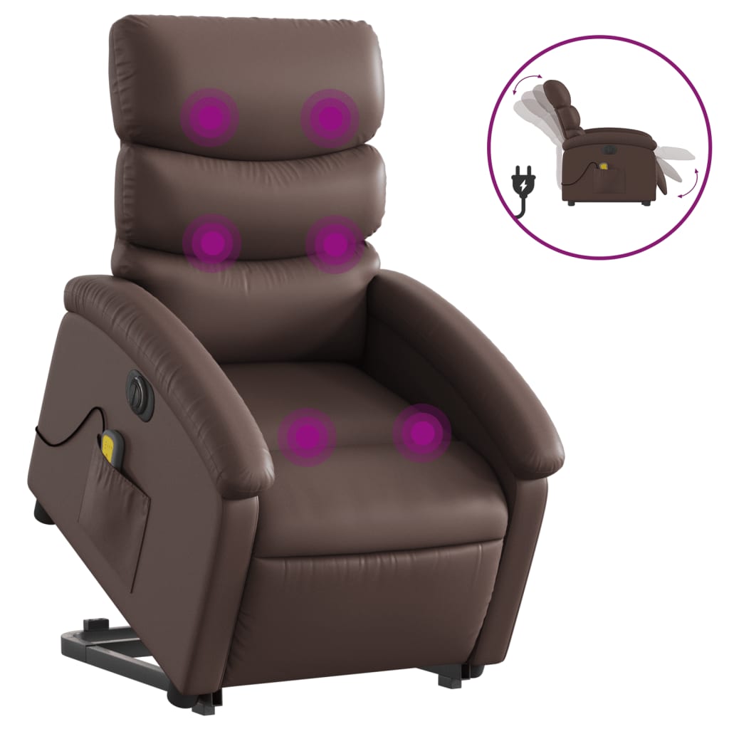 Linic -electible brown massage chair imitation leather