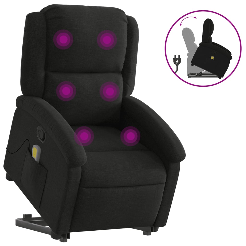 Noir fabric tilting massage chair