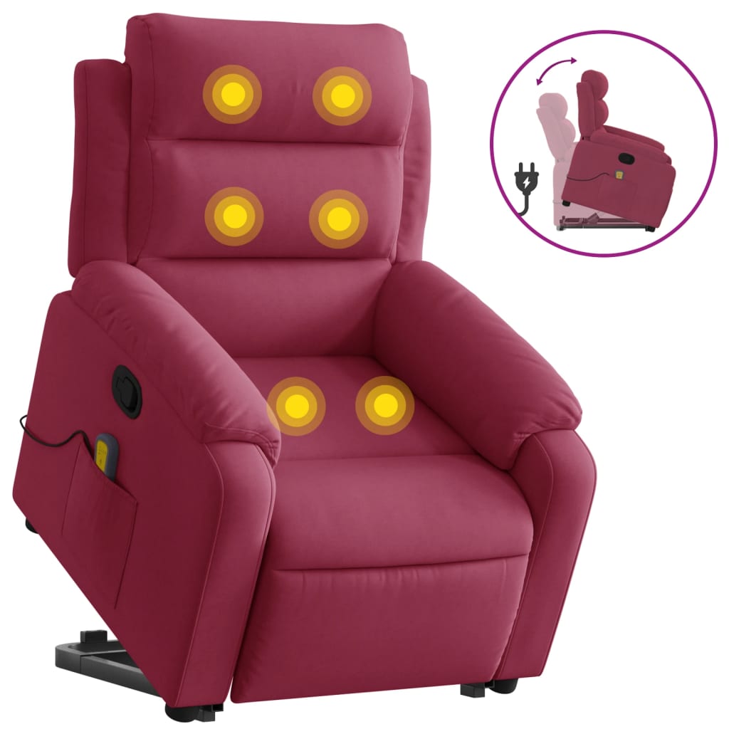 Red Bordeaux Velvet Red Massage Chair