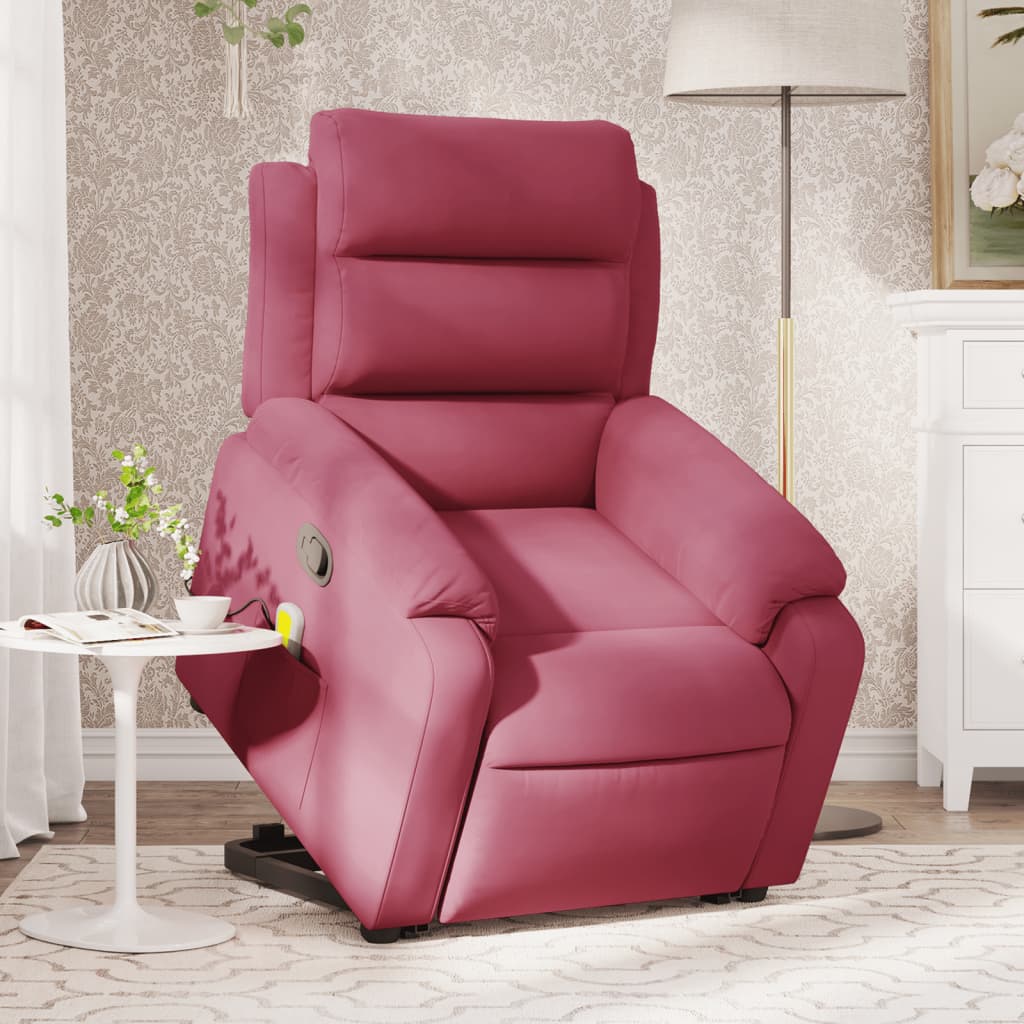 Red Bordeaux Velvet Red Massage Chair