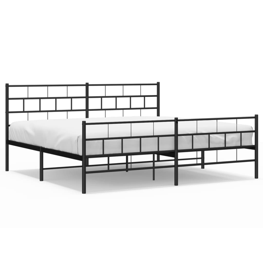 Metallbettbettrahmen mit Bettkopf/schwarzem Bett 193x203 cm