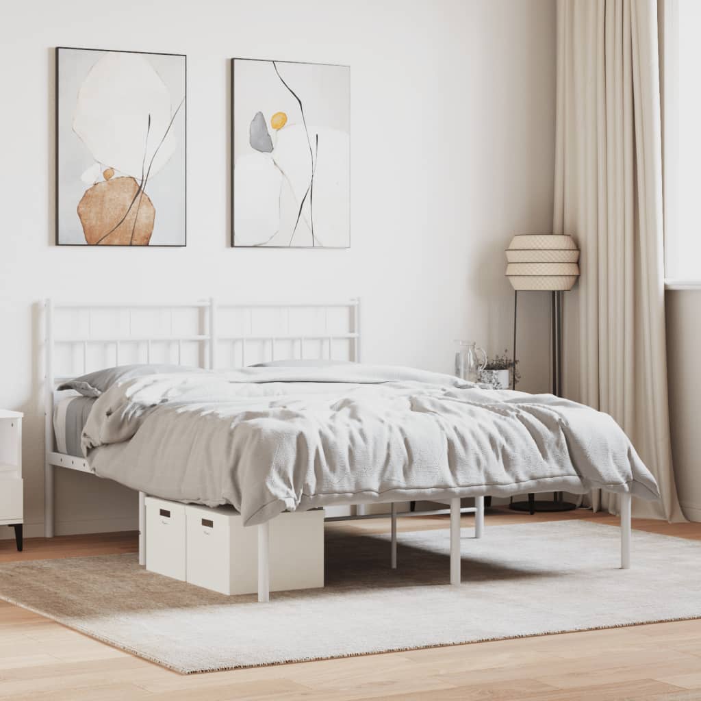 Metallbettbettrahmen mit weißem Bett Kopf 160x200 cm