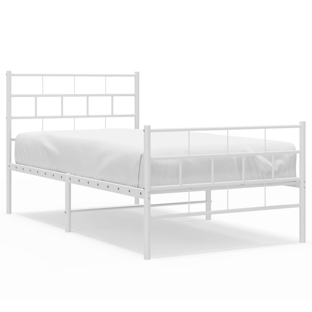Metallbett mit Bett/weißem Bett Kopfteil 75x190 cm