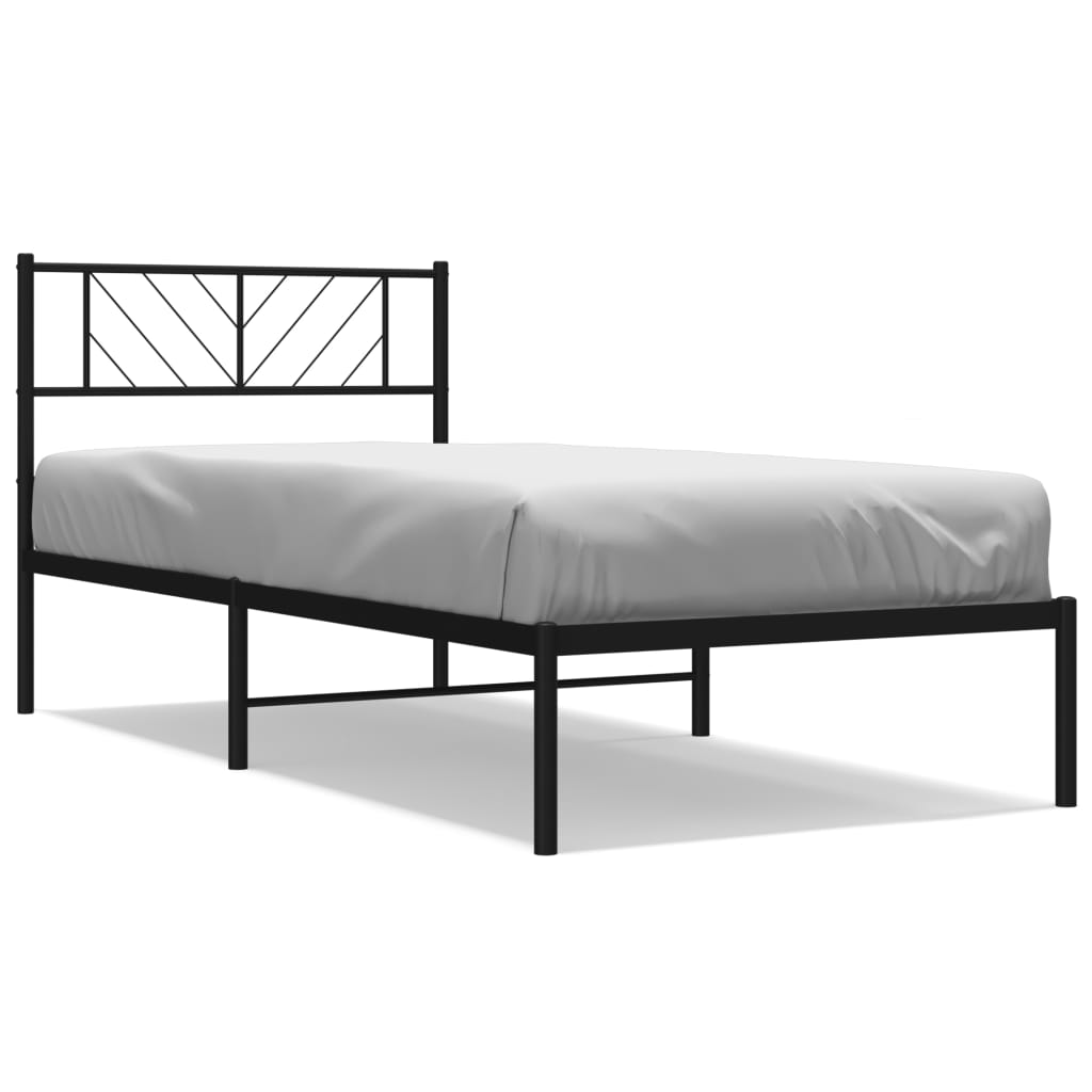 Metal bed frame with black headboard 107x203 cm