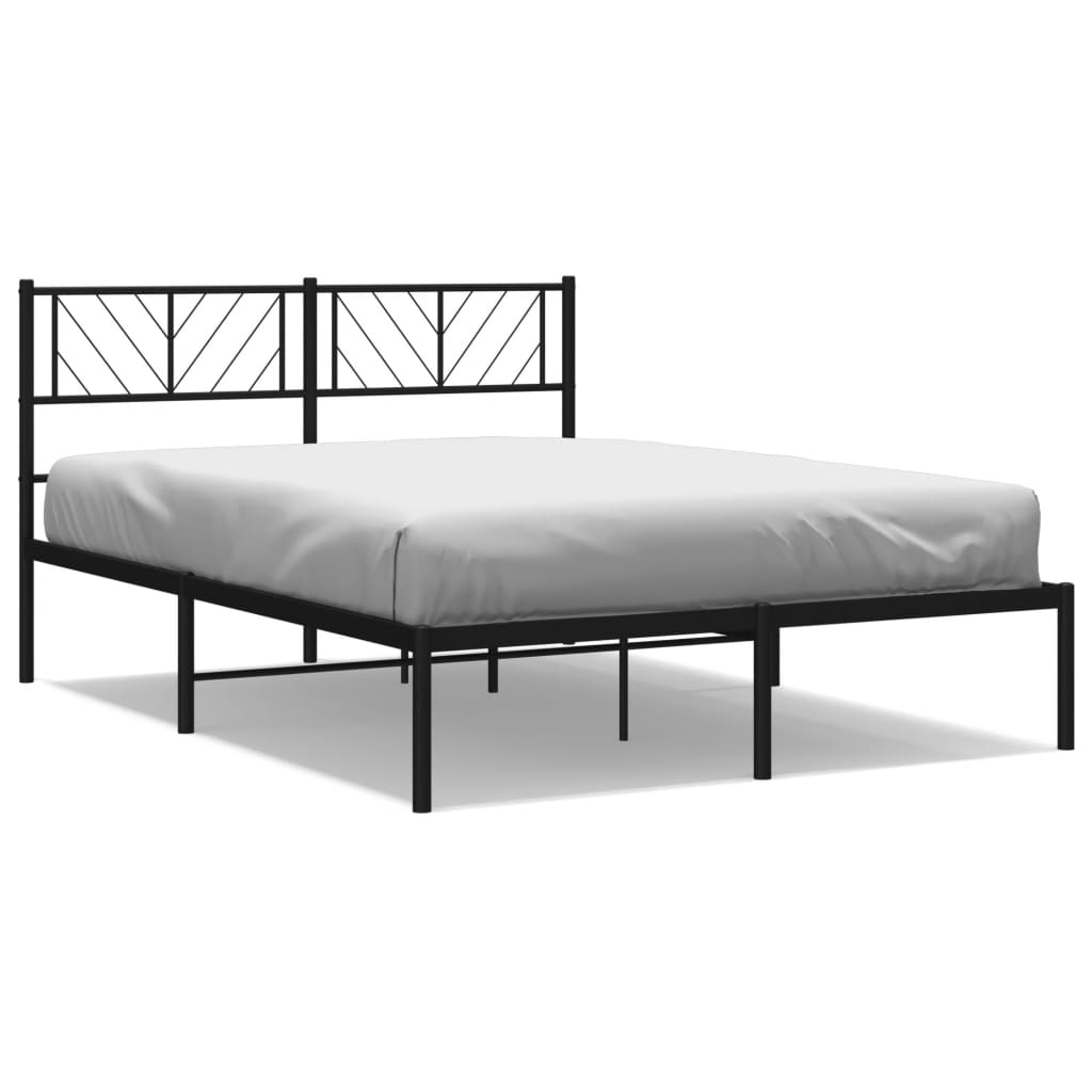Metallbett mit schwarzem Bett Kopf 150x200 cm