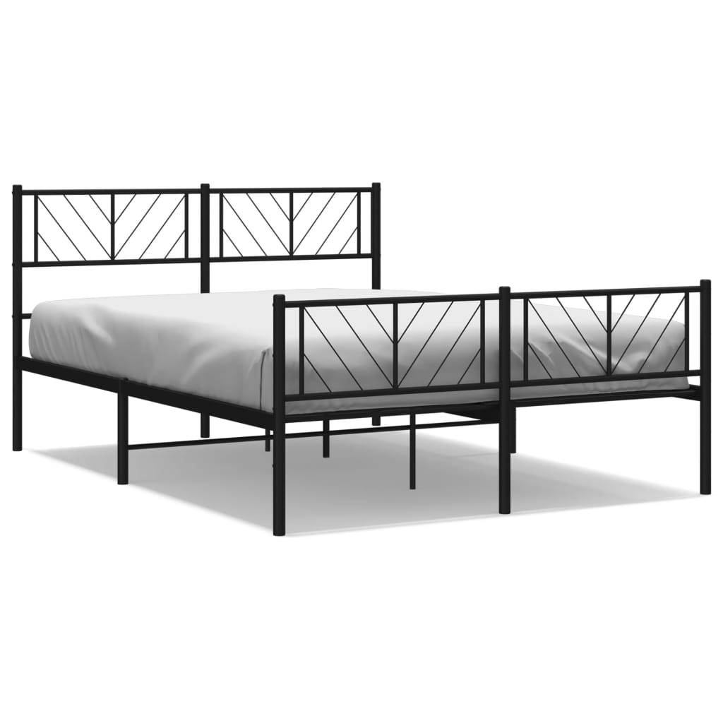 Metallbettbettrahmen mit Bettkopf/schwarzem Bett 135x190 cm