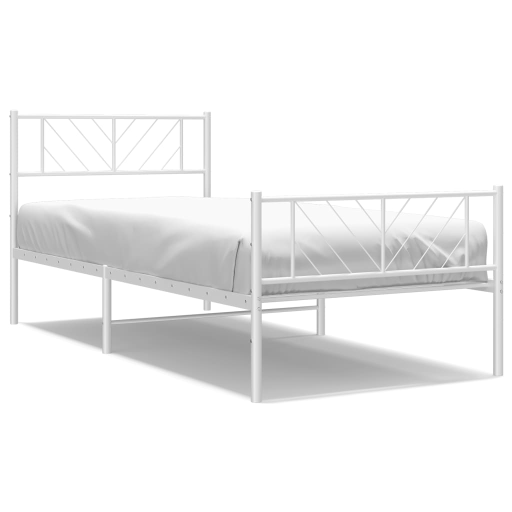 Metal bed with bed head/white bed foot 100x190cm