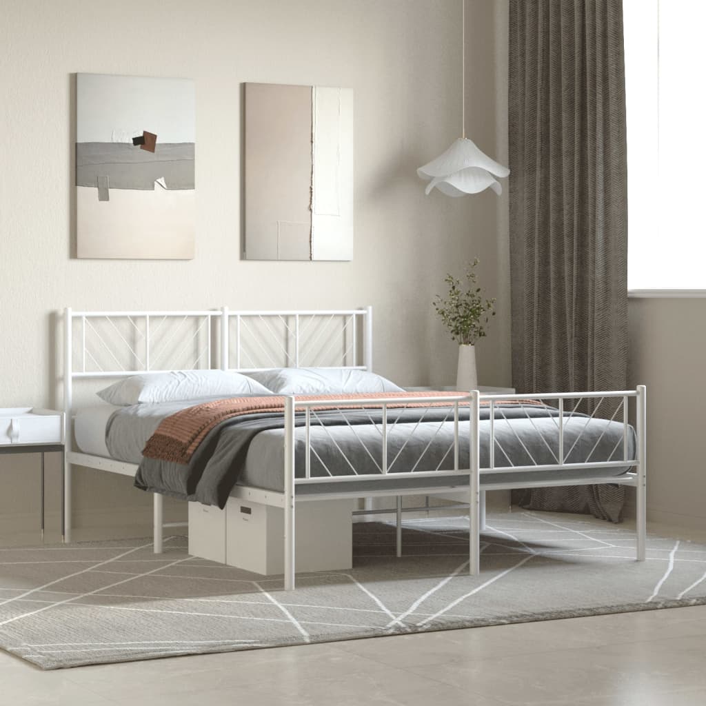 Metal bed frame with bed head/white bed 135x190cm