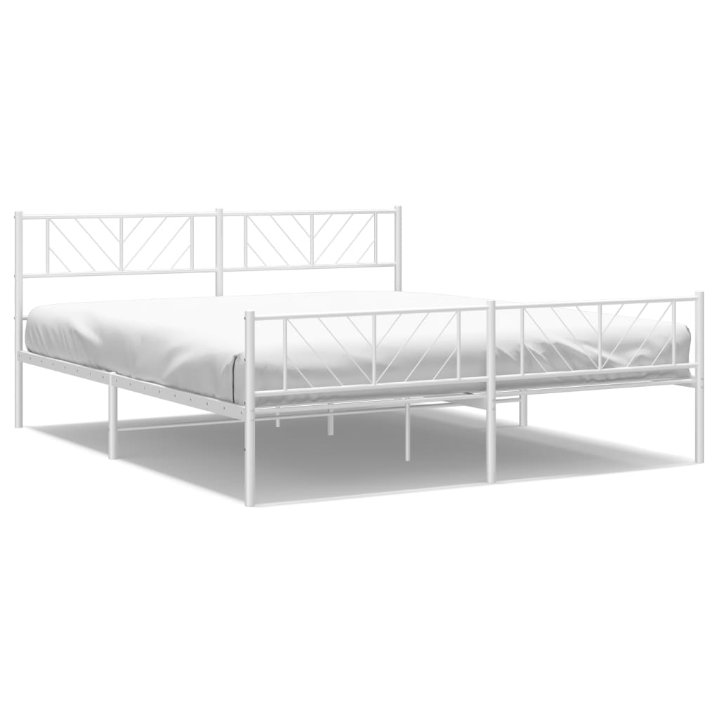 Metal bed frame with headboard/white bed 180x200cm