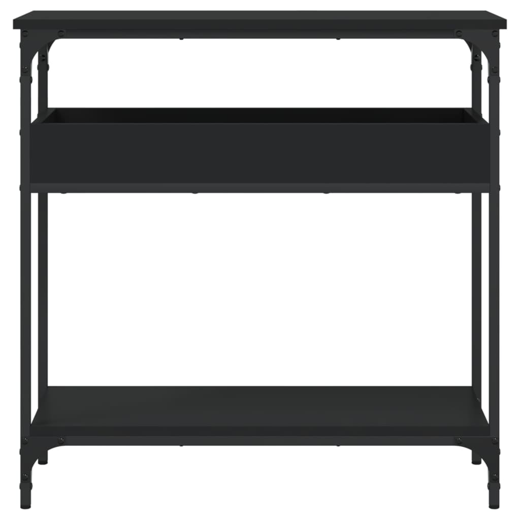 Table console avec étagère noir 75x29x75 cm bois d'ingénierie
